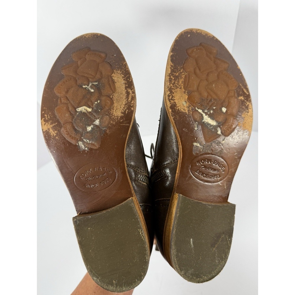 Kork-Ease Brown Leather Lace Up Ankle Boot Cap Toe Equestrian Zip Bootie 7.5 - Picture 11 of 15